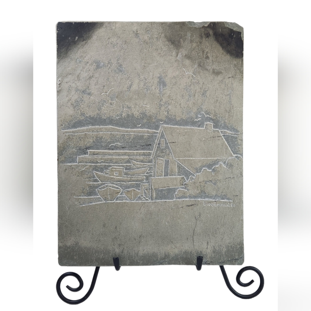 8x11 Handcrafted Nova Scotia Slate Carving. Size 8x11"